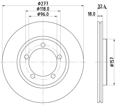 Daihatsu Rocky Pickup Brake Disc, Hella OEM, OEM 4351287604 - View 2
