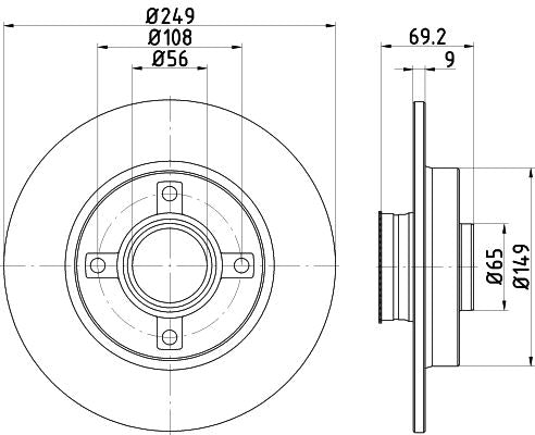 Hella Brake Disc for Peugeot, Citroen & more, OEM quality, OEM 1613500780 - View 3