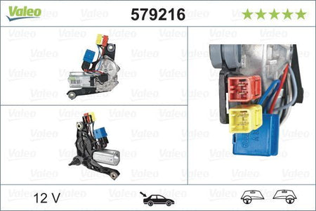 Peugeot 306 Rear Wiper Motor, Valeo OEM, OEM 6405G6, MPN 579216