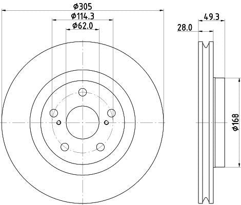 Hella Brake Disc for Toyota (gac), Toyota & more, OEM quality, OEM 4351206170, MPN 8DD 355 135-241