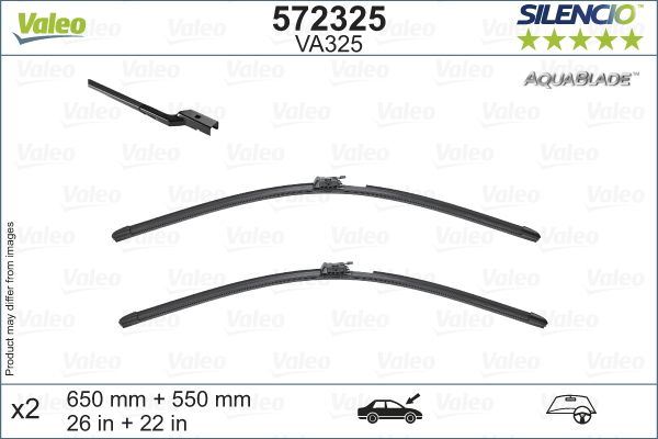 Mercedes-Benz SL Front Wiper Blade Set, Valeo OEM, OEM 2318201245, MPN 572325