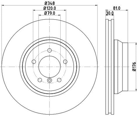 BMW 7 Brake Disc, Hella OEM, OEM 34116750267 - View 2