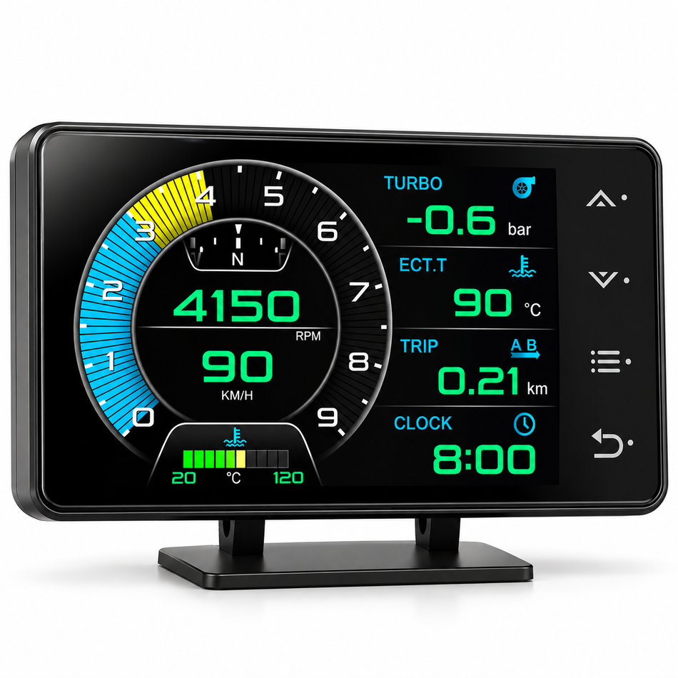 OBD2+GPS Digital Multi-Function Gauge / Head-Up Display (Water Temp, Speed, Tacho) - Universal Fit