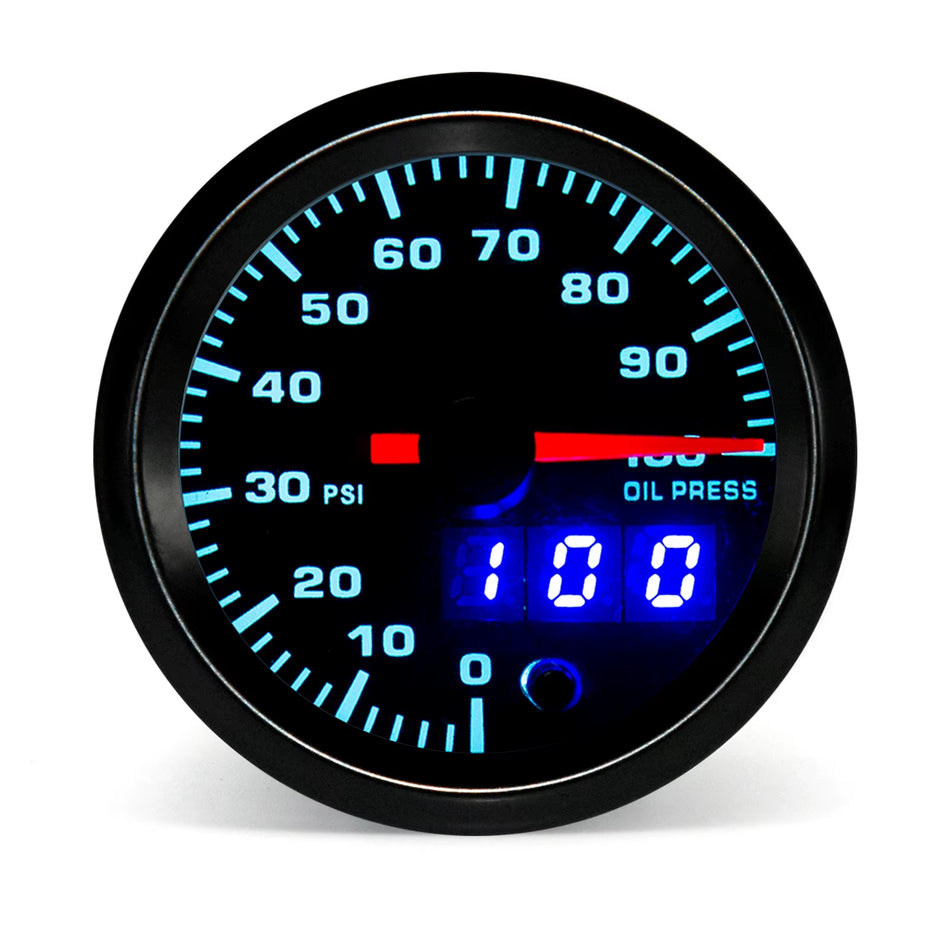 52mm Analogue/Digital Dual-Display Oil Pressure Gauge 0-7 BAR - Universal Fit
