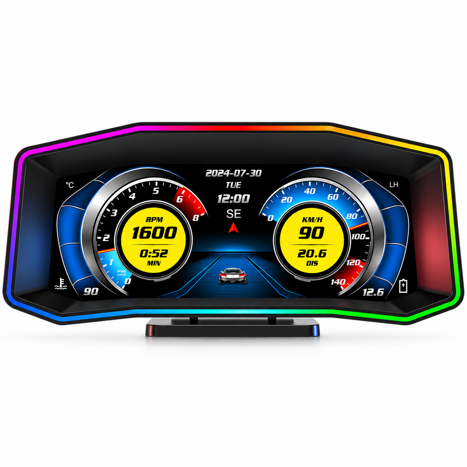 P4 Smart OBD Head-Up Display - Speedometer, Slope Meter & Fuel Level Gauge