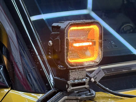 P8 LED cube pod light mounted on an A-pillar