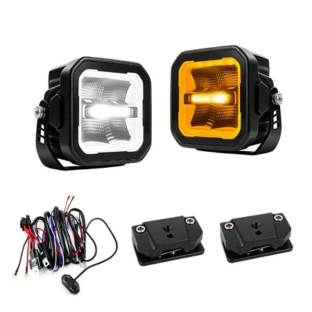 P8 LED cube pod lights – Pair + A-pillar brackets + WR04B harness