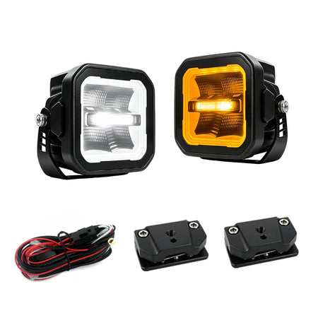 P8 LED cube pod lights – Pair + A-pillar brackets + WR01 harness
