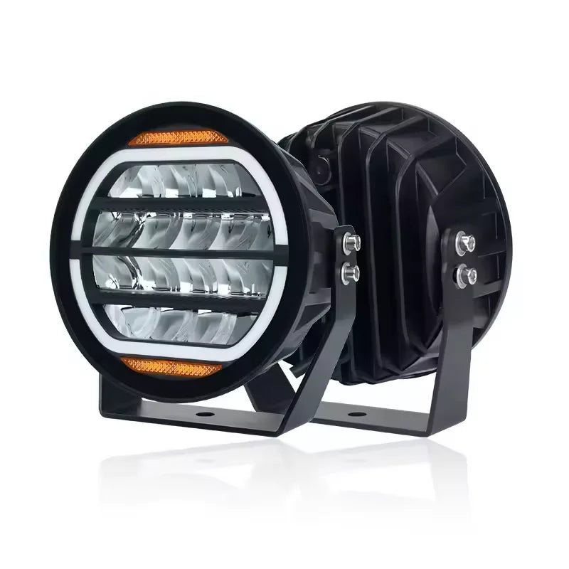 Round LED driving lights with amber DRL