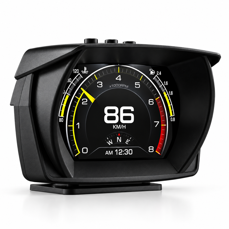 OBD2+GPS Digital HUD Gauge - Slope Meter, Speedometer & Car Alarm - Universal Fit