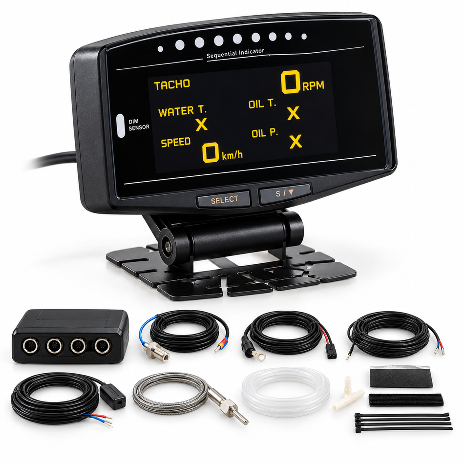 5" 10-in-1 Digital Multi-Function Tachometer Gauge - Universal Fit