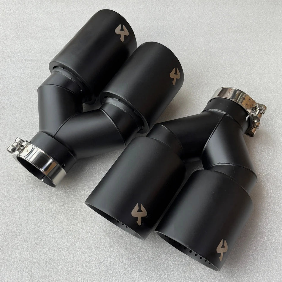 Matte Black Stainless Steel Dual Exhaust Tips - Twin Outlet Pair