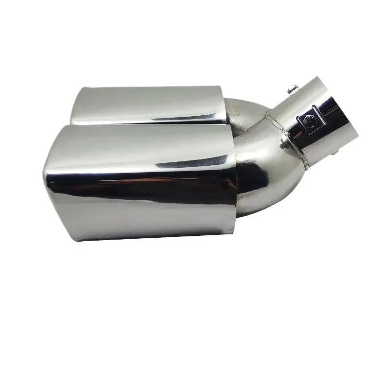 Silver Square-Mouth Dual Exhaust Tip - Twin Outlet