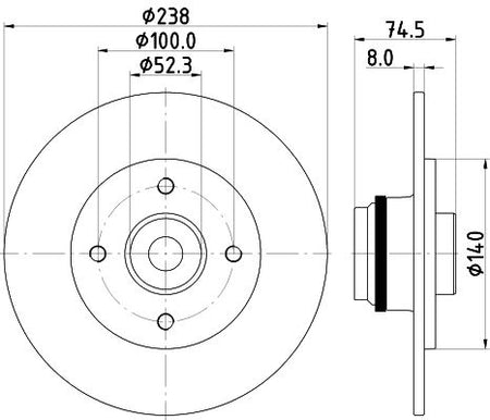 Renault Clio II Brake Disc, Hella OEM, OEM 7700827865 - View 3