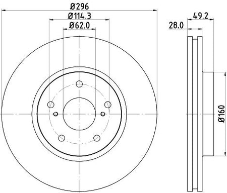 Toyota Crown Brake Disc, Hella OEM, OEM 435120N040 - View 2