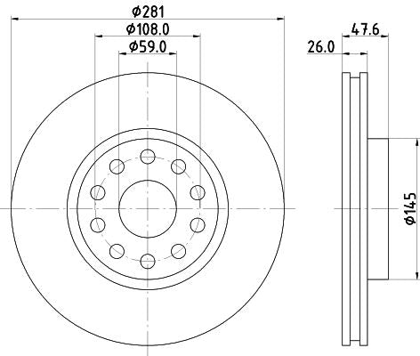 Hella Brake Disc for Lancia & Alfa Romeo, OEM quality, OEM 46449390 - View 2