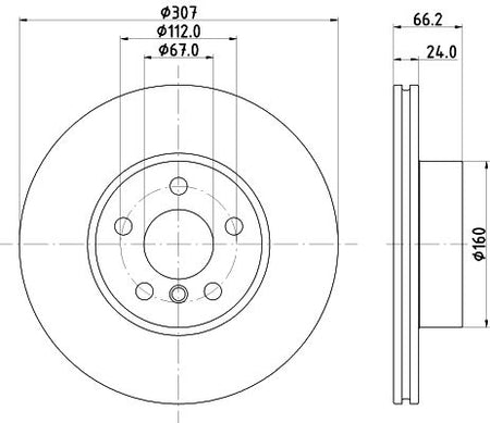 BMW 3 Brake Disc, Hella OEM, OEM 34106877212 - View 3