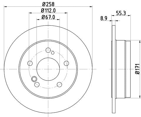 Mercedes-Benz 124 Coupe Brake Disc, Hella OEM, OEM 2014230912 - View 2