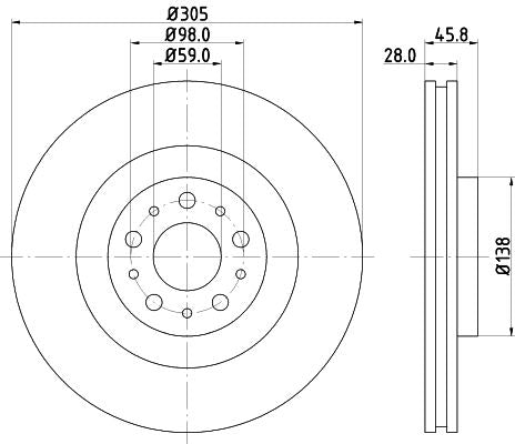 Hella Brake Disc for FIAT & OPEL, OEM quality, OEM 09A44440 - View 2