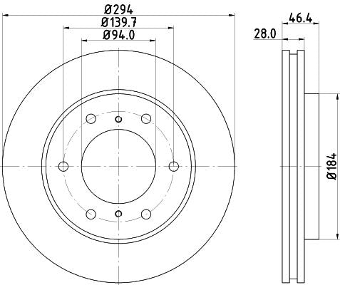 Mitsubishi L200 / Triton Brake Disc, Hella OEM, OEM 4615A147 - View 3