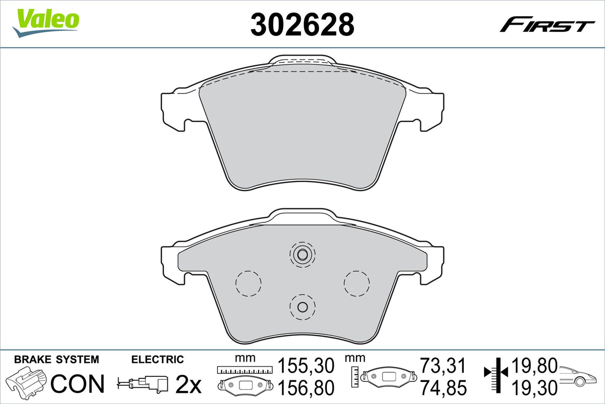 Volkswagen Touareg Front Brake Pad Set, Valeo OEM, OEM 7L6698151B, MPN 302628