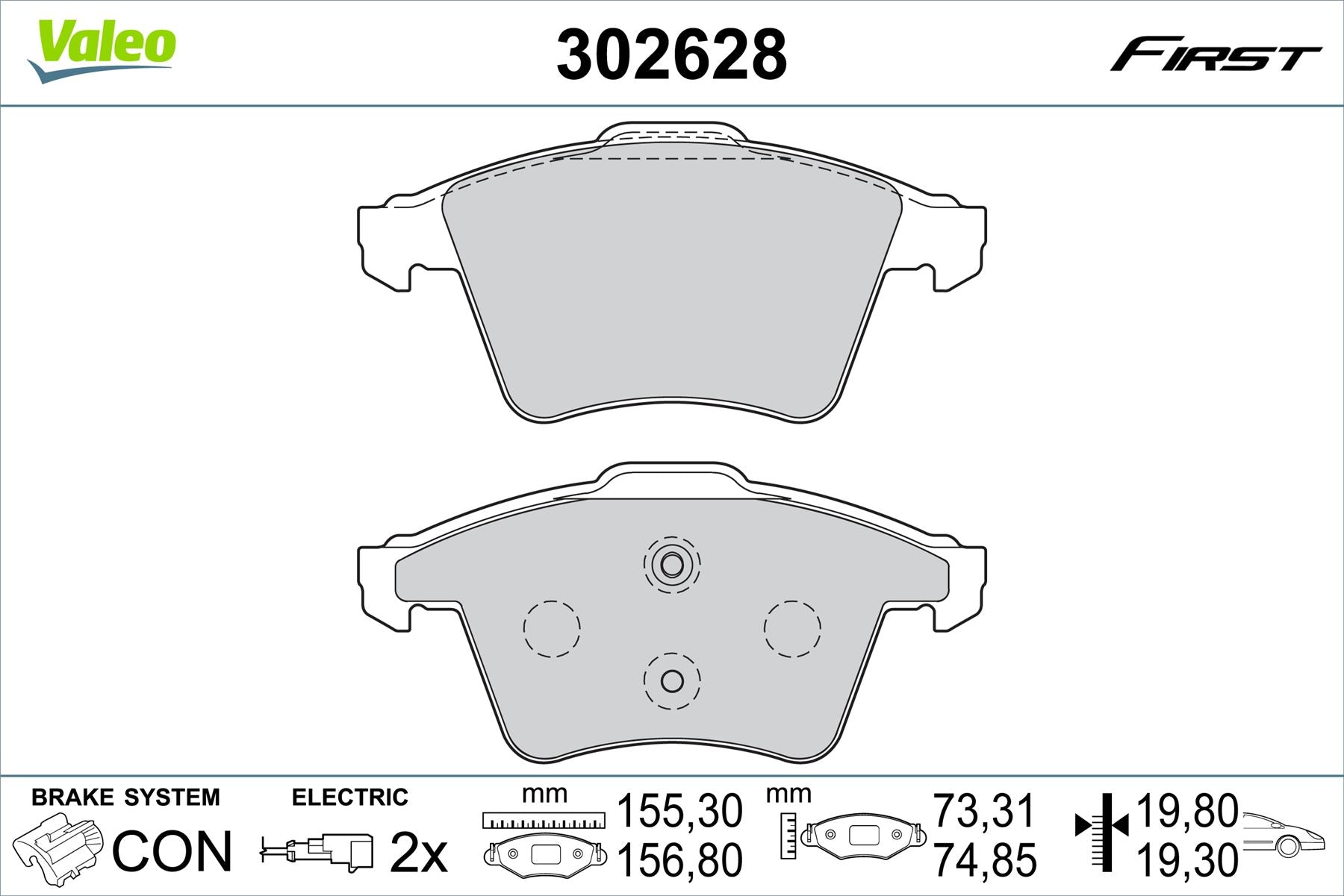 Volkswagen Touareg Front Brake Pad Set, Valeo OEM, OEM 7L6698151B, MPN 302628