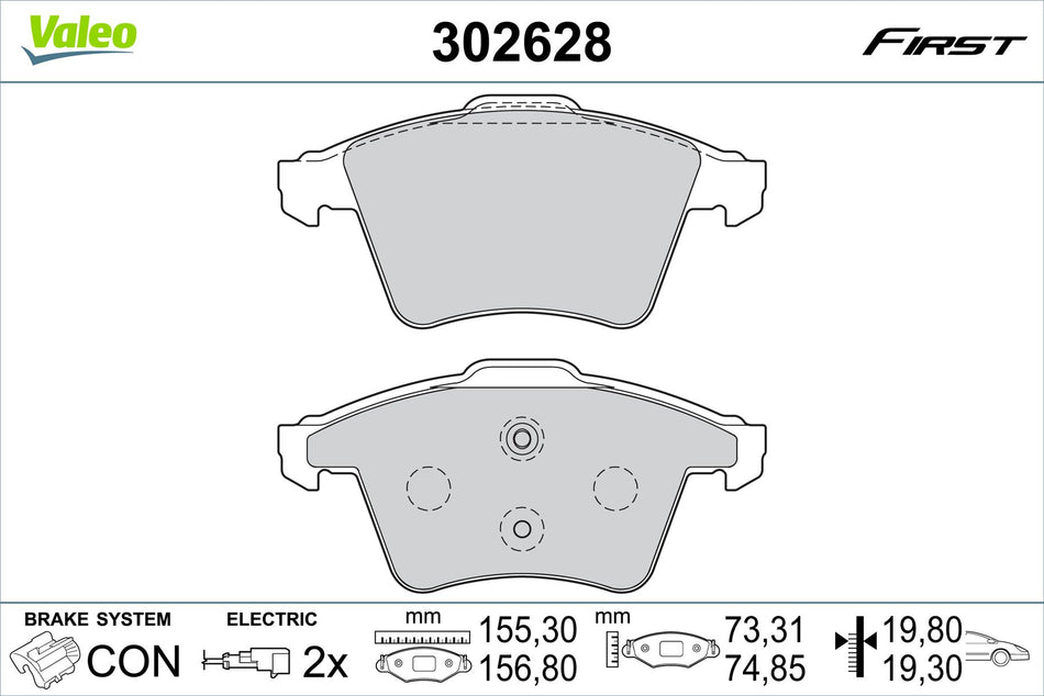 Volkswagen Touareg Front Brake Pad Set, Valeo OEM, OEM 7L6698151B, MPN 302628