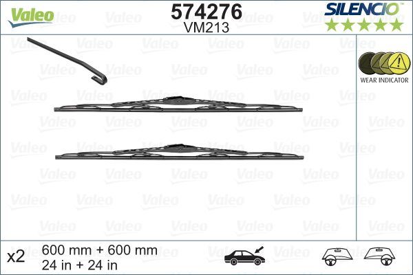 Valeo Front Wiper Blade Set for Vauxhall, OEM quality, OEM 6272271, MPN 574276