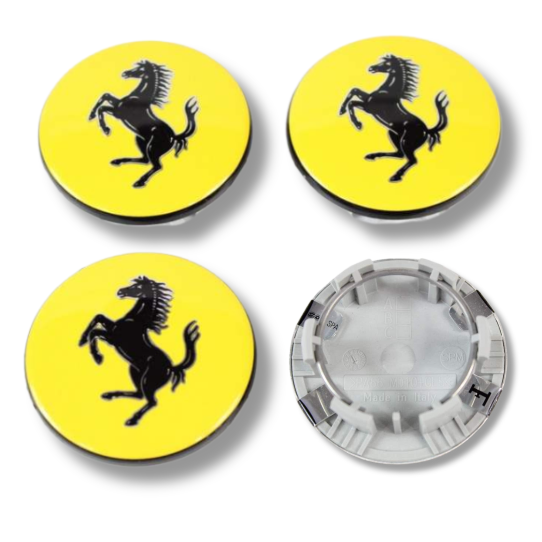 Ferrari 55mm Yellow plastic Centre Caps Set, set of 4, OEM 000340066