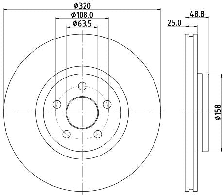 Hella Brake Disc for FORD, OEM quality, OEM 2252905, MPN 8DD 355 133-561
