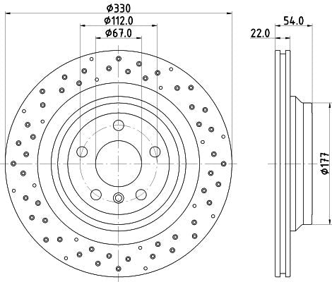 Hella Brake Disc for Mercedes-Benz, OEM quality, OEM 1664230412 - View 2