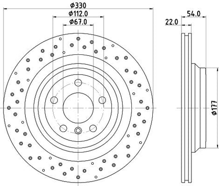 Hella Brake Disc for Mercedes-Benz, OEM quality, OEM 1664230412 - View 2