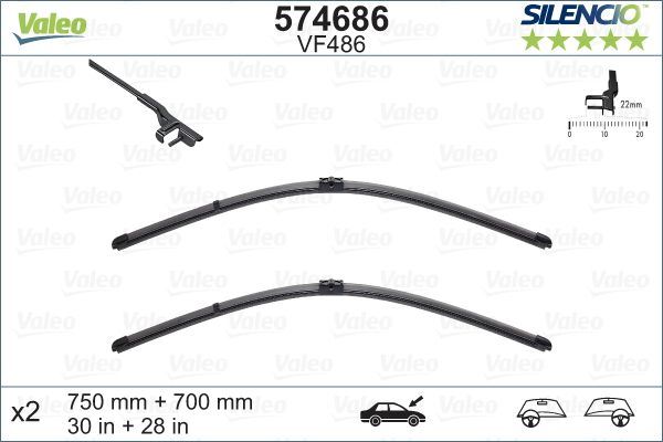 Renault Espace Front Wiper Blade Set, Valeo OEM, OEM A3397118964, MPN 574686