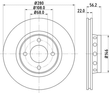 AUDI Coupe B3 Brake Disc, Hella OEM, OEM 8A0615301A - View 2