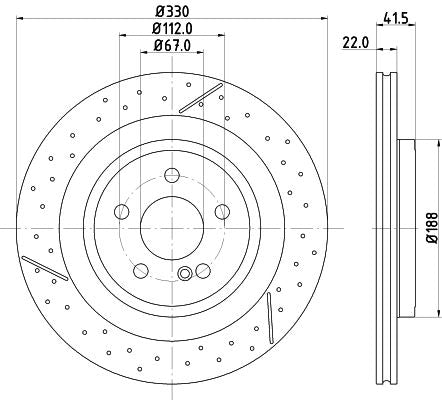 Hella Brake Disc for Mercedes-Benz, OEM quality, OEM 1724230112, MPN 8DD 355 126-441