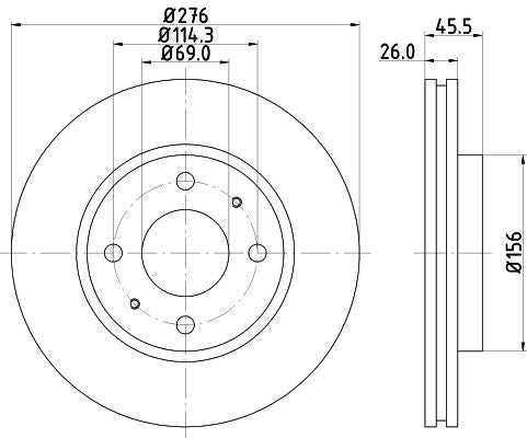 Mitsubishi Lancer VII Brake Disc, Hella OEM, OEM MR510741 - View 2