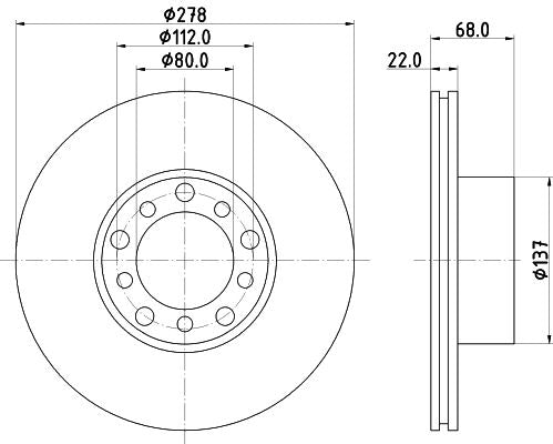 Mercedes-Benz SL Brake Disc, Hella OEM, OEM 1264200005 - View 4