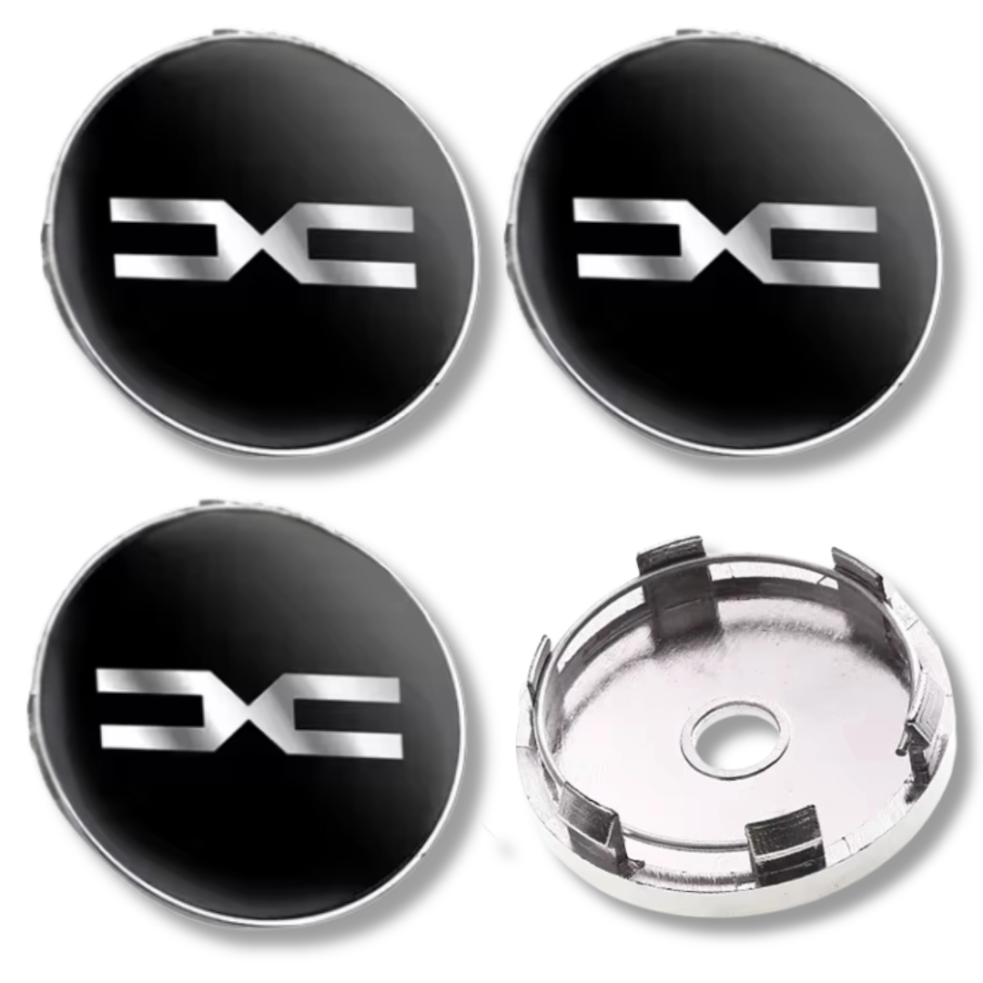Dacia 60mm Black plastic Centre Caps Set, set of 4, OEM 403156032R