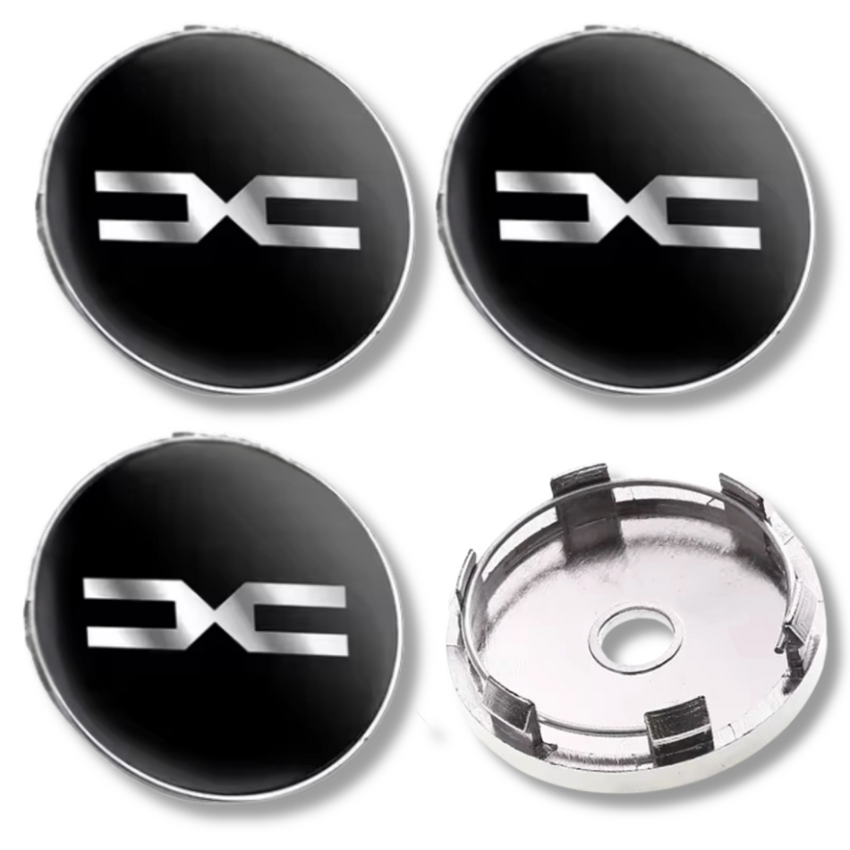 Dacia 60mm Black plastic Centre Caps Set, set of 4, OEM 403156032R