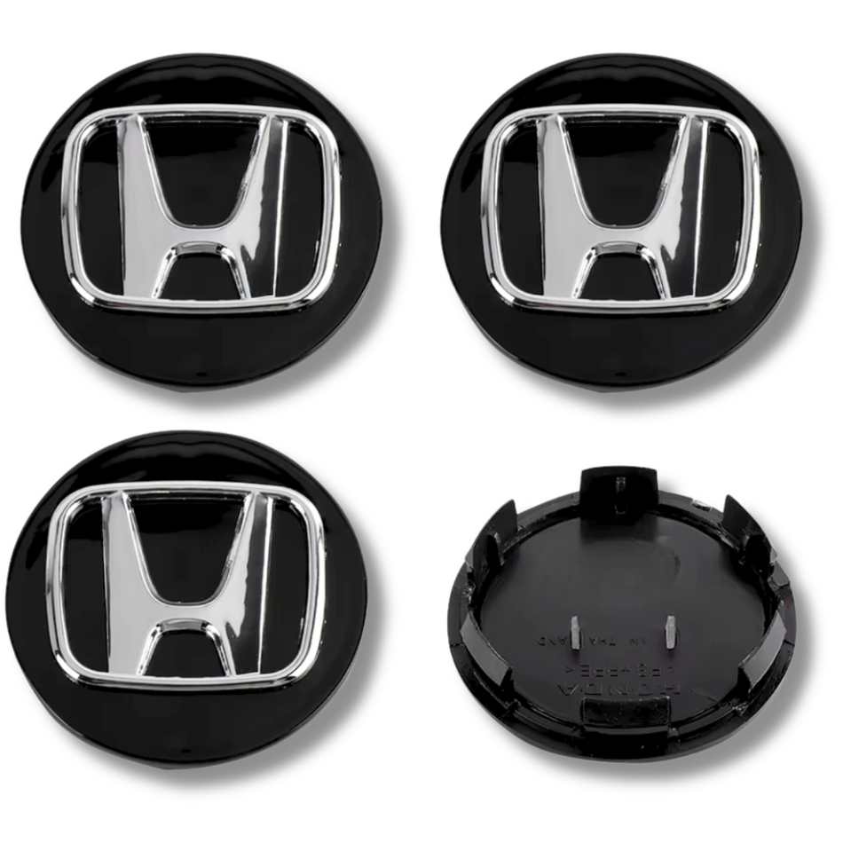Honda 69mm Black Chrome plastic Centre Caps Set, set of 4, OEM 44732-S9A-A00