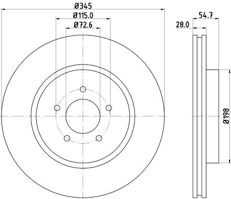 Hella Brake Disc for Chrysler & Dodge, OEM quality, OEM 00K05154118AD - View 3