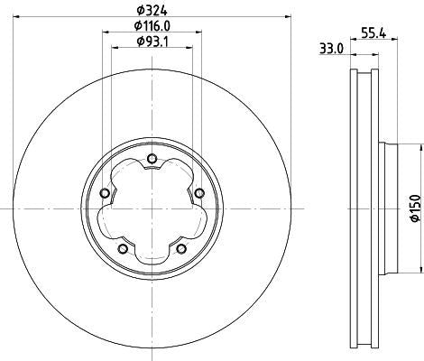 Hella Brake Disc for FORD, OEM quality, OEM 2199111, MPN 8DD 355 135-111