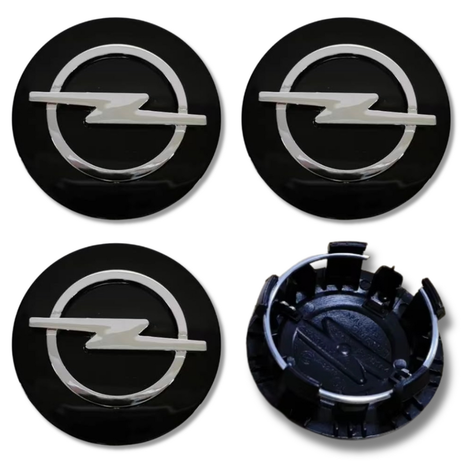 Opel 54mm Black plastic Centre Caps Set, set of 4, OEM 13276166