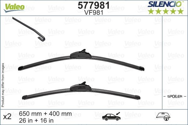 Valeo Front Wiper Blade Set for Toyota, Subaru & more, OEM quality, OEM VF981, MPN 577981