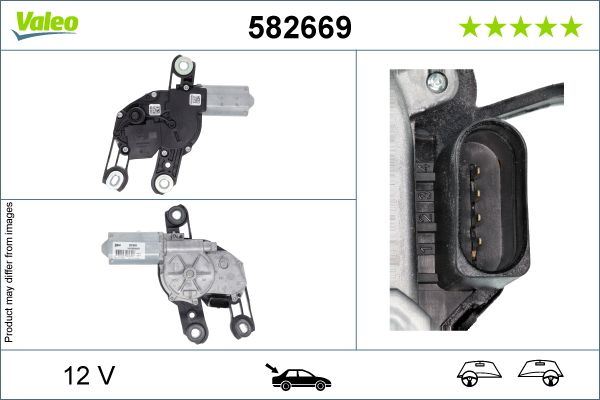 Valeo Rear Wiper Motor for Volkswagen & Seat, OEM quality, OEM 5F3955711A, MPN 582669