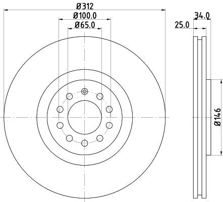 Hella Brake Disc for SEAT, Volkswagen & more, OEM quality, OEM 8L0615301 - View 2