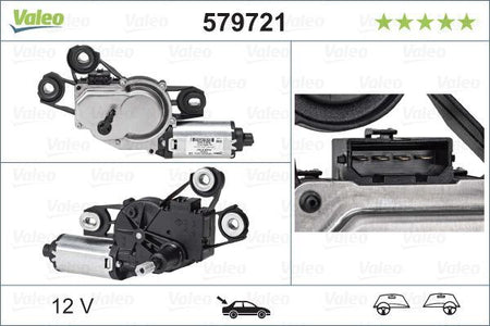 Seat Ibiza Rear Wiper Motor, Valeo OEM, OEM 6J4955711, MPN 579721