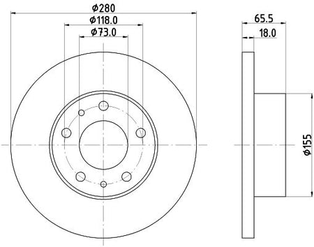 Hella Brake Disc for Peugeot & FIAT, OEM quality, OEM 1300500080 - View 4
