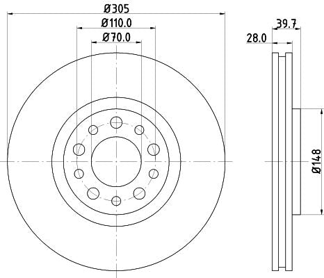 Alfa Romeo 159 Brake Disc, Hella OEM, OEM 46843608 - View 2