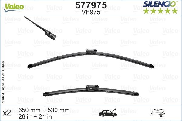 Valeo Front Wiper Blade Set for Land Rover, Volkswagen & more, OEM quality, OEM 9Y2955329, MPN 577975